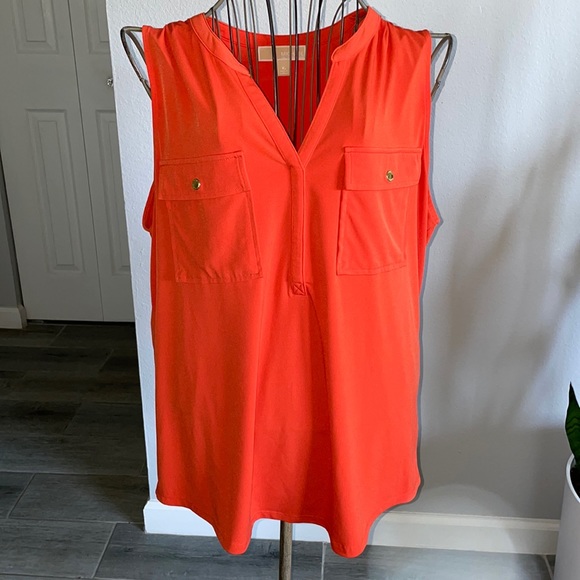 MICHAEL Michael Kors Tops - Michael Kors Woman XL sleeveless dressy tank top blouse orange gold button snap